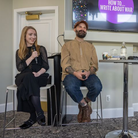 How to Write About War with Benjamin Hertwig & Alice Winn, Imaginairium Festival, Oct. 2024, recorded at Memorial Park Library