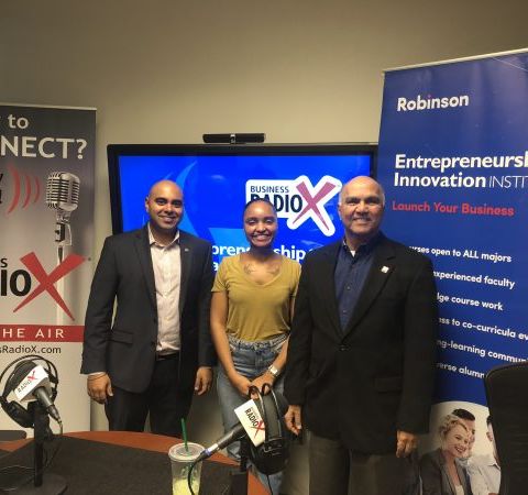 Samir Patel Instructor of Entrepreneurship at GSU and Owner at Thrive Logistics, Dr. Paul Lopez with TiE Atlanta and Sigourney Chavez with Z