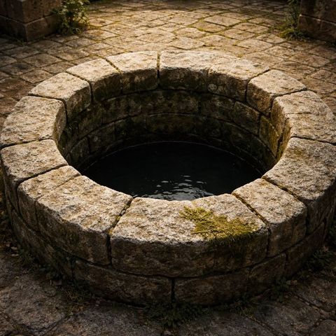 Water below the stone rim