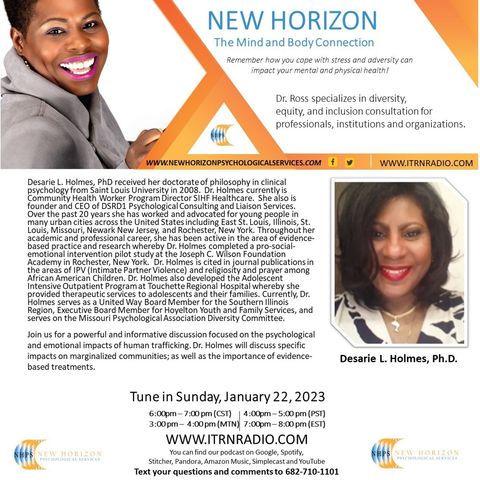 New Horizon: The Mind and Body Connection with Dr. Keisha Ross 1.22.23 Interview with Desarie L. Holmes Ph.D.