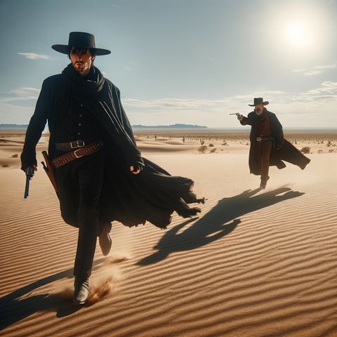 "The man in black fled across the desert, and the gunslinger followed."