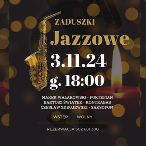 Zaduszki Jazzowe w Gościnie. Trio jazzowe w składzie: Marek Walarowski (fortepian) / Bartosz Świątek (kontrabas) / Czesław Zdrojewski (sakso