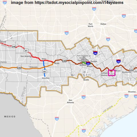 Share opinions on the location of the future Interstate 14 with the Texas department of transportation