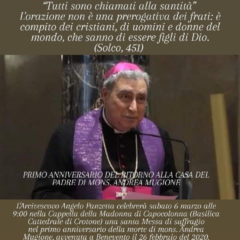 Omelia Mons Angelo Raffaele Panzetta Eucarestia 6 marzo 2021