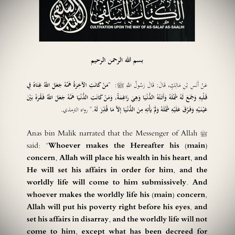 1-Whoever His Main Concern is the Hereafter