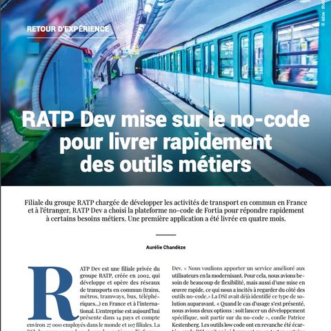 Rex : RATP Dev mise sur le no-code pour livrer rapidement des outils métiers