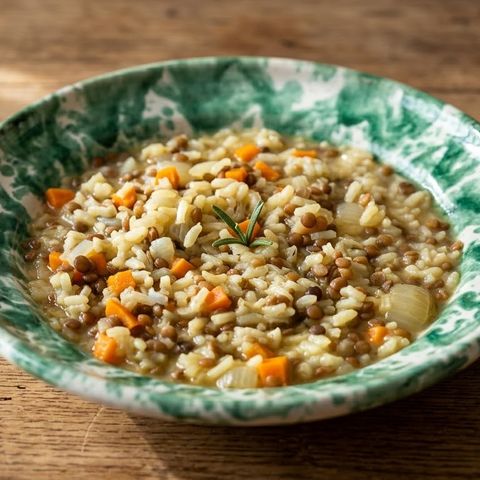 Minestra di riso e lenticchie