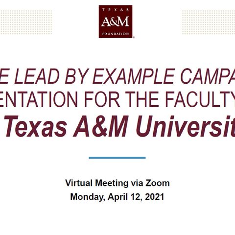 Texas A&M University Foundation president speaks at the April 2021 A&M Faculty Senate meeting