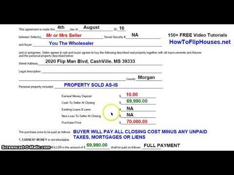 How To Fill Out My 1 Page Contract for Wholesaling Houses Real Estate Contract Assignment