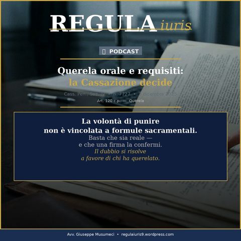 Querela orale e requisiti