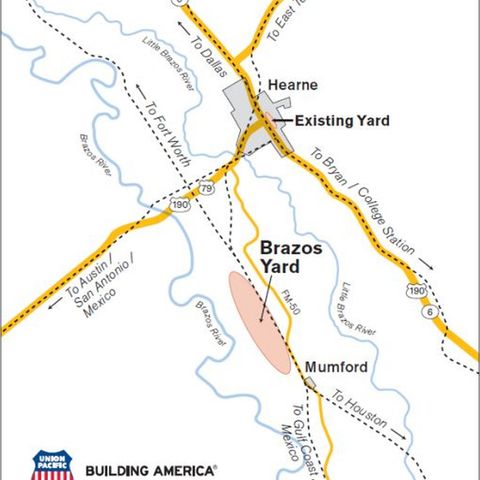 Construction employment at Union Pacific's new Brazos Yard drops to 90