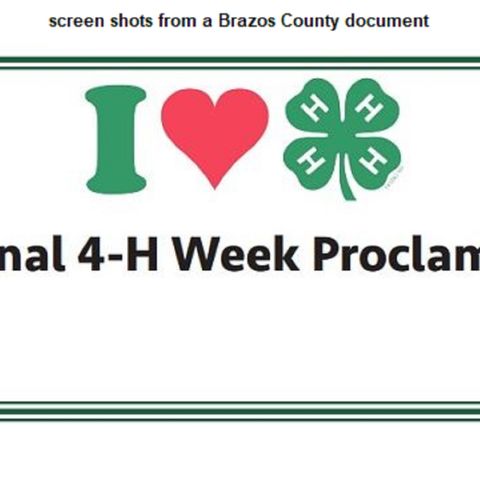 National 4-H week proclamation is issued by the Brazos County commission