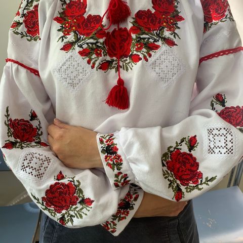 Yuliia's hand-embroidered Vyshyvanka