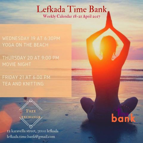 Lefkada Time Bank Weekly Calendar 18-21 April