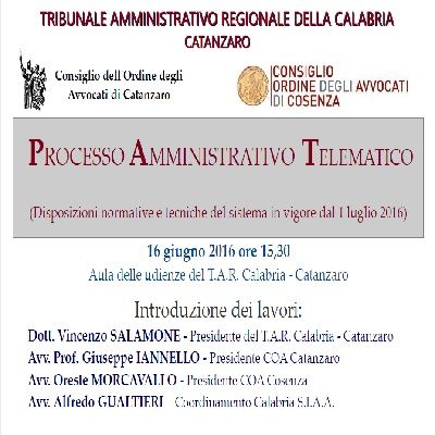 Processo Amministrativo Telematico - 16 giugno 2016 CATANZARO