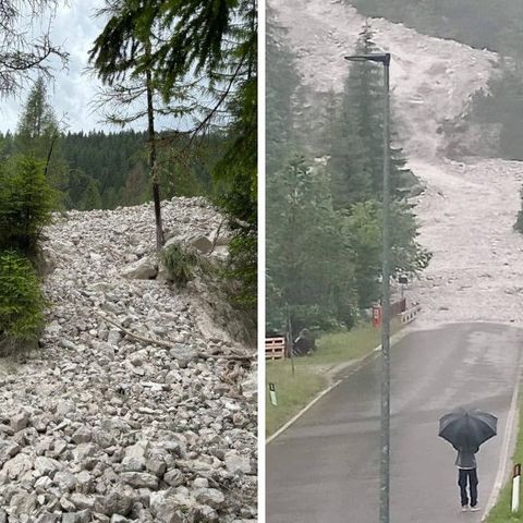 Bellunese, immensa frana invade la Provinciale a Passo Duran (Val di Zoldo) – FOTOGALLERY