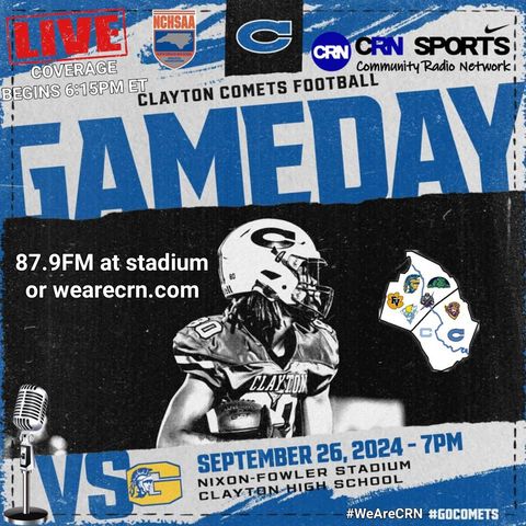 #NCHSAA Thursday Night Lights GNR-4A Conference Varsity Football Garner Trojans VS Clayton Comets!! #WeAreCRN #GoComets