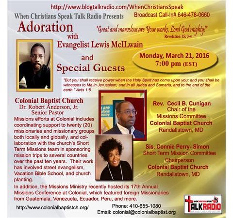 Special Guests Rev.  Cecil B. Cunigan & Sister Connie Perry- Simon on Adoration