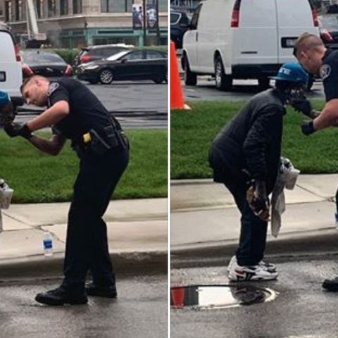 WML Detroit Police Officer Helps Shave Homeless Man’s Face