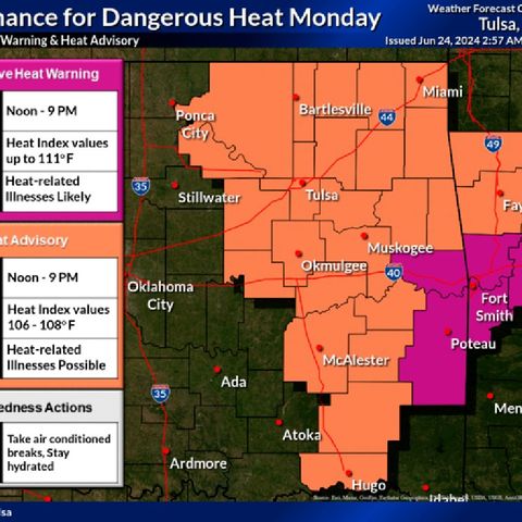 From Nws: Severe weather currently in North Dakota, Excessive Heat In Oklahoma and California