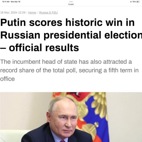 RUSIA URGENTE: Vladimir Putin gana las elecciones con amplio margen! HISTÓRICO