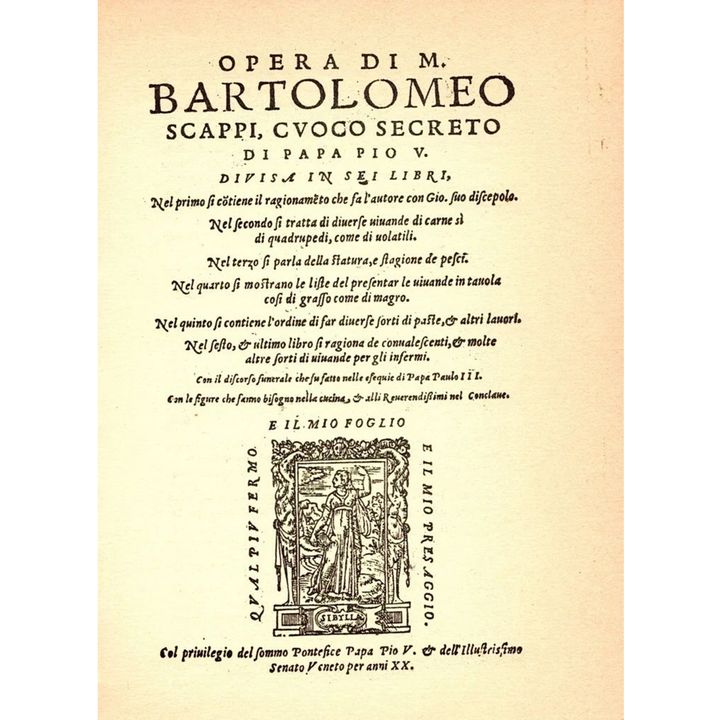 Bartolomeo Scappi cuoco secreto di Papa Pio V