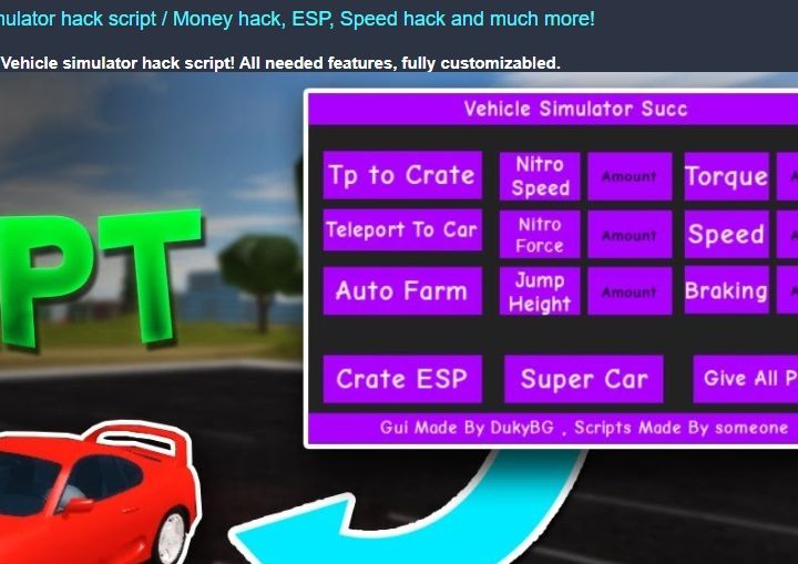 Vehicle Simulator Infinite Money Script - roblox speed race script