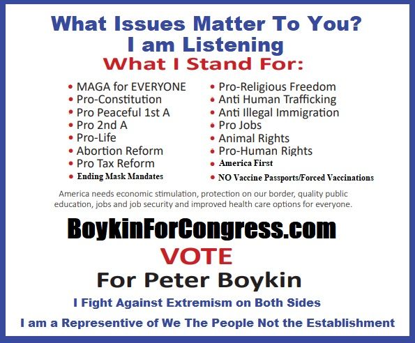 Peter Boykin For US Congress Will Fight For We The People Not The Establishment