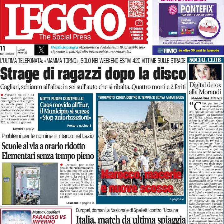 Rassegna stampa dell'11 settembre 2023