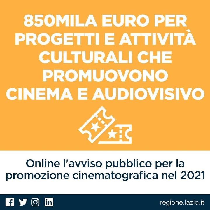 Regione Lazio, Promozione della cultura cinematografica. Bando per il 2021