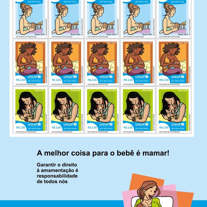 Correios e UNICEF lançam selos comemorativos em homenagem à Semana Mundial de Aleitamento Materno