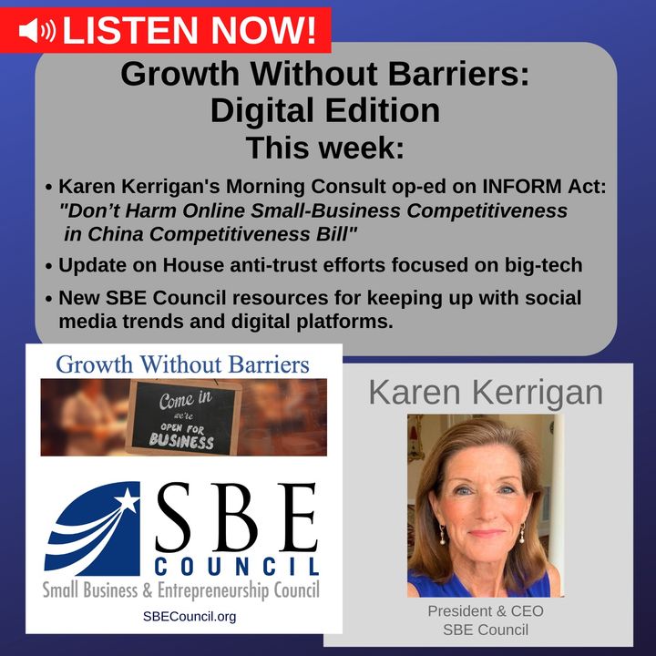 Growth Without Barriers - DIGITAL EDITION: INFORM Act; House anti-trust/big-tech hearings; social media/digital platform tips.