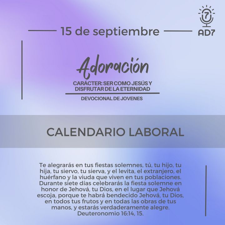 Calendario laboral | Devocional de Jóvenes | 15 de septiembre 2023