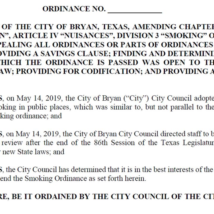 Bryan city council is told the updated smoking ban does not go far enough