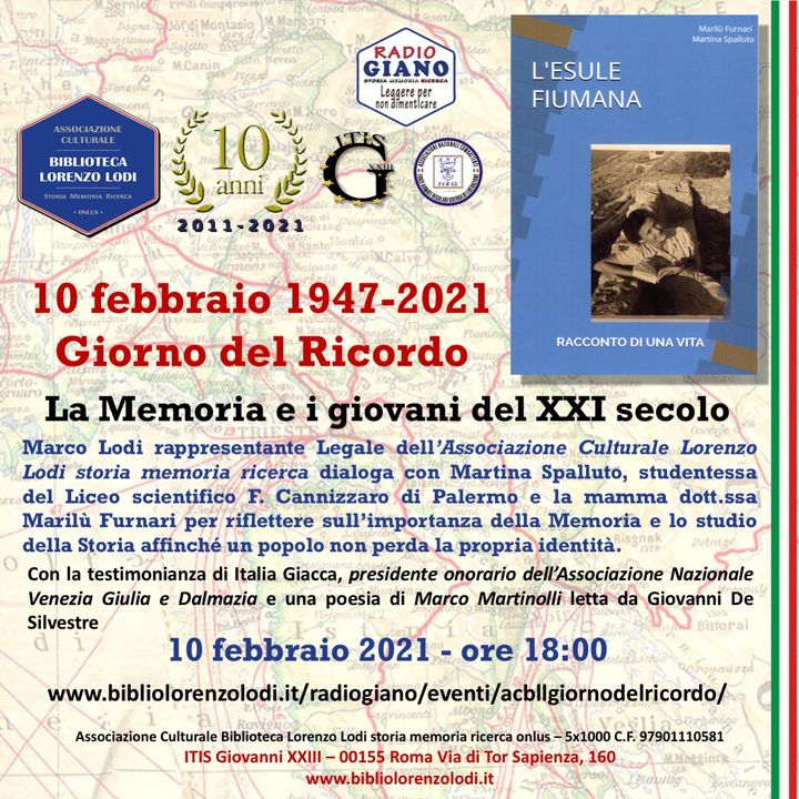 10 febbraio 1947-2021  Giorno del Ricordo | La Memoria e i giovani del XXI secolo
