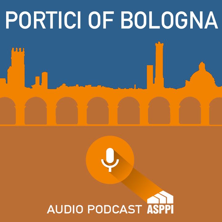 Portici of Bologna. Via Farini, Piazza Cavour (English)