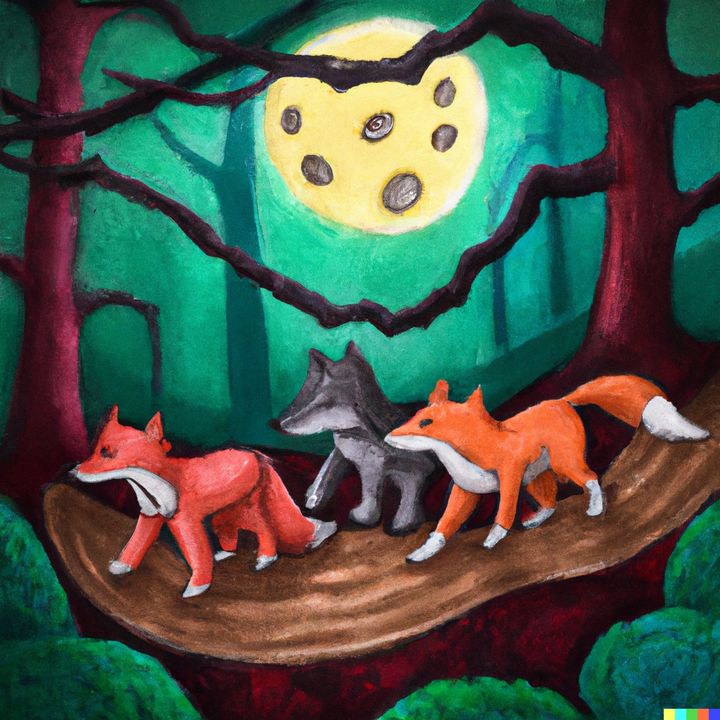 The three foxes and the trip to the haunted forest
