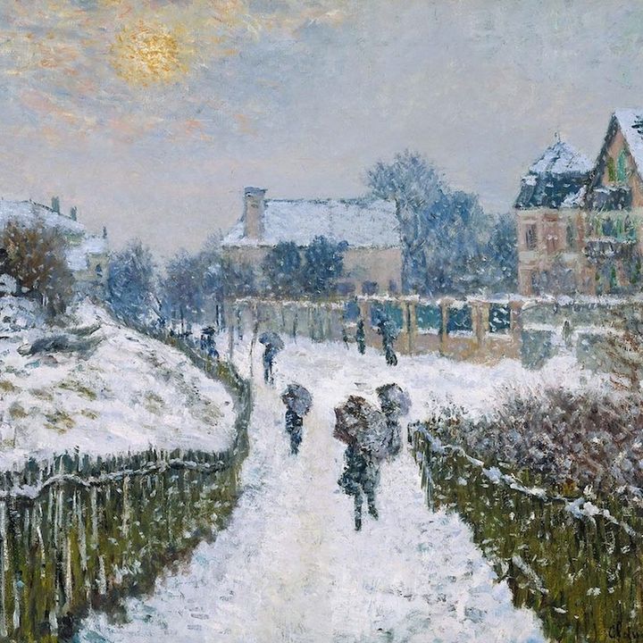 Śnieg i choinka - na podstawie "Bd. Saint-Denis w Argenteuil zimą" C. Moneta